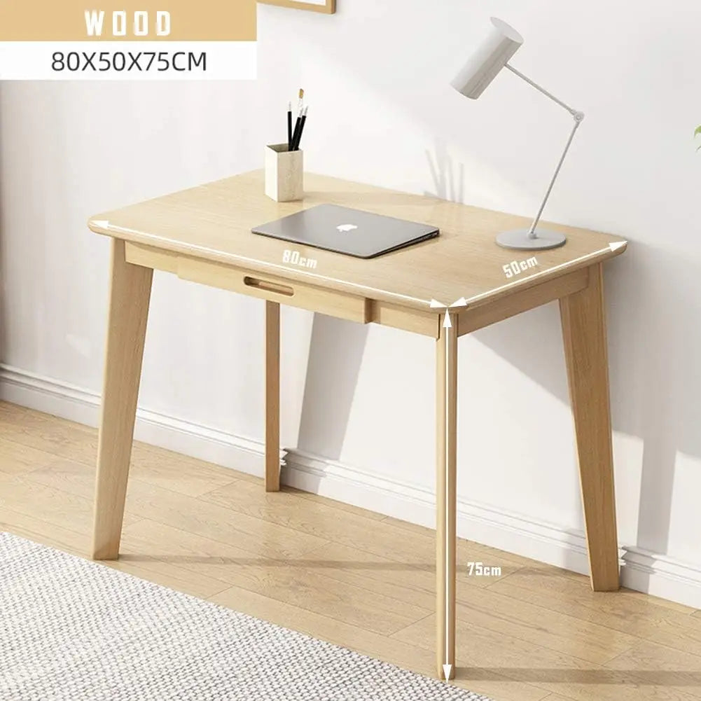 Solid Wood Writing Desk with Drawer for Home Office, Laptop Computer Work Study Table